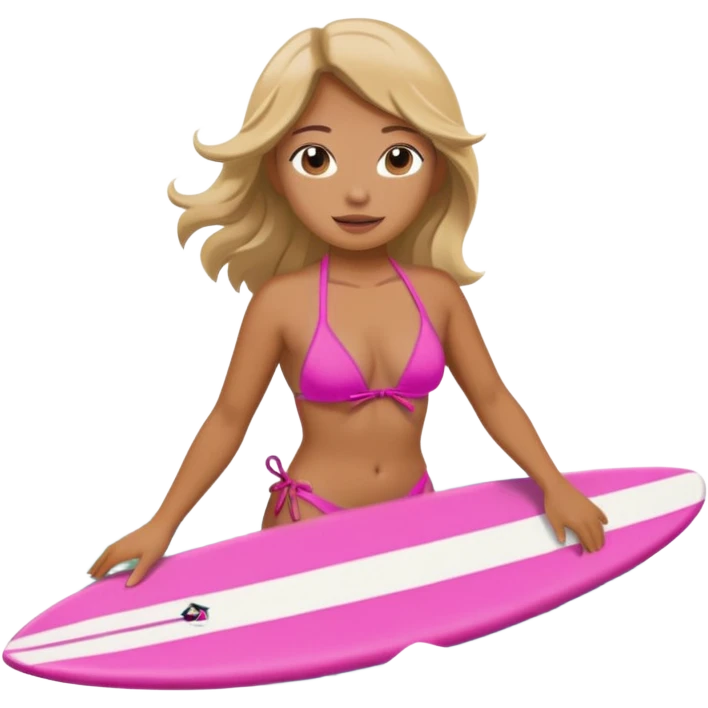 waves with tan female filipino surfer inside on a pink bikini emoji