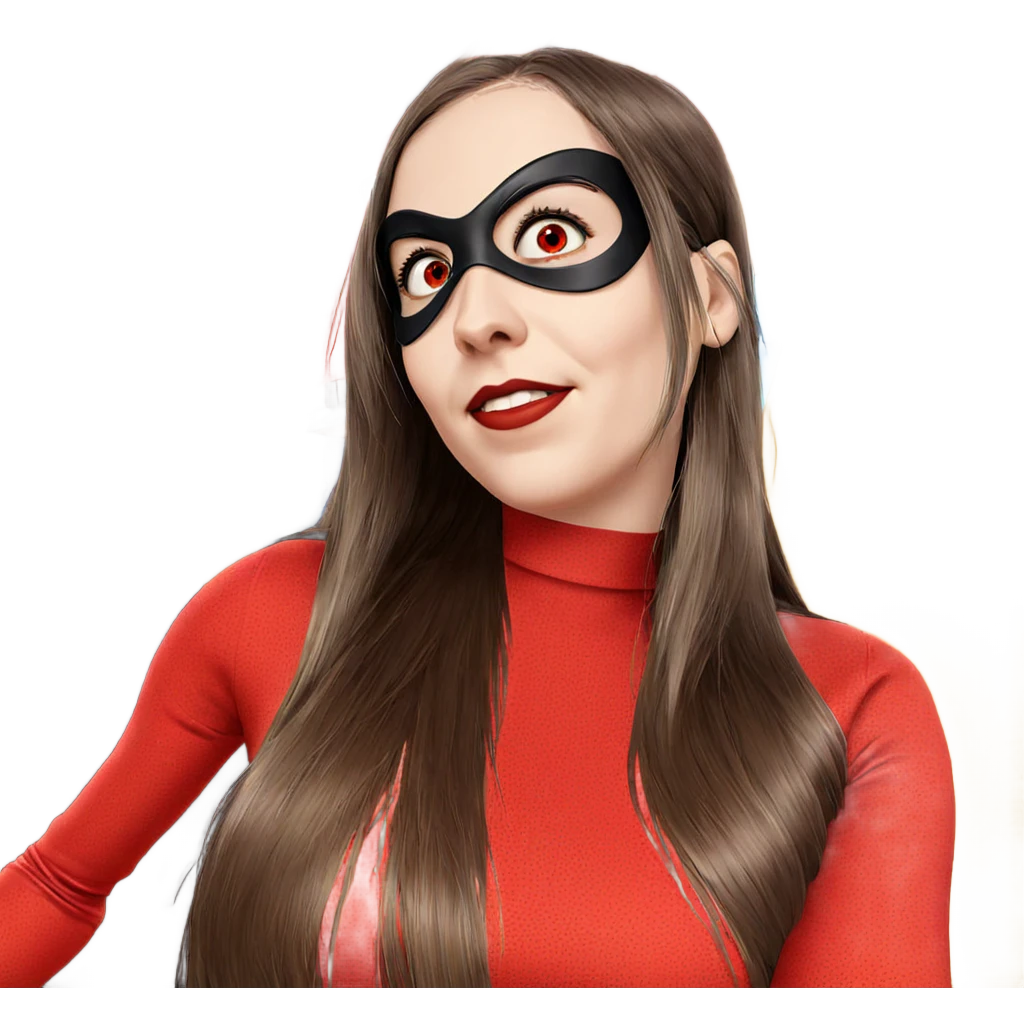 superhero girl with red eyes emoji