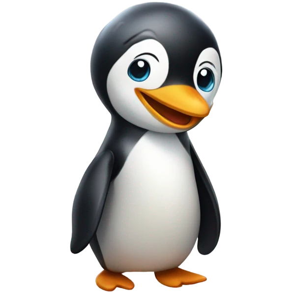 Penguin smiling with fun emoji