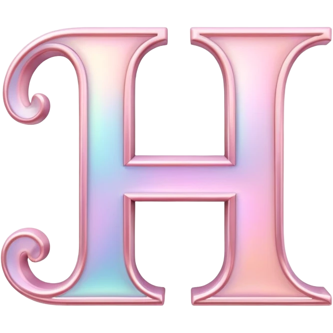 Iridescent pastel pink romantic formal elegant sophisticated cultured neat pretty beautiful nifty Font setting icon with letter H emoji