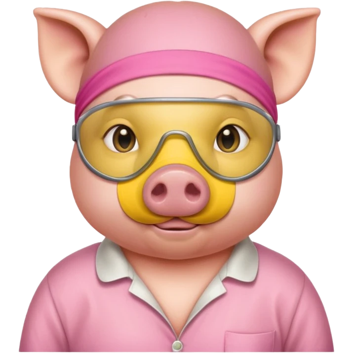 a pig with yellow sleep mask and wearing shirt emoji