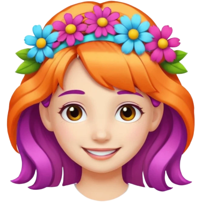 girl with flower hair band  emoji