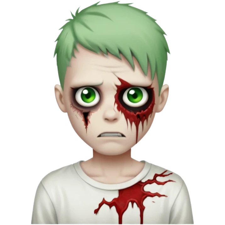zombie boy with emo hair and white shirt emoji