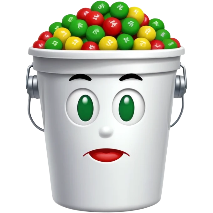 KFC bucket with a green M&M character sitting inside it emoji