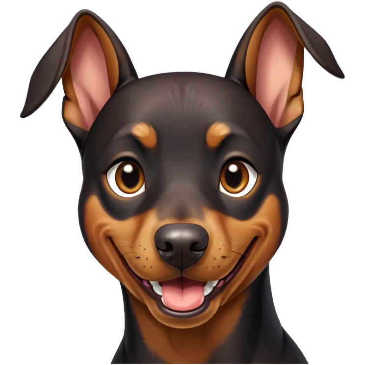 cinematic-comical-doberman pinscher-portrait-emoji,-head-tilted-dramatically-with-an-exaggeratedly-amused-expression,-featuring-a-vibrant-black and tan-fur-with-a-lively-sheen,-wide,-expressive-brown-eyes-filled-with-playful-disbelief emoji