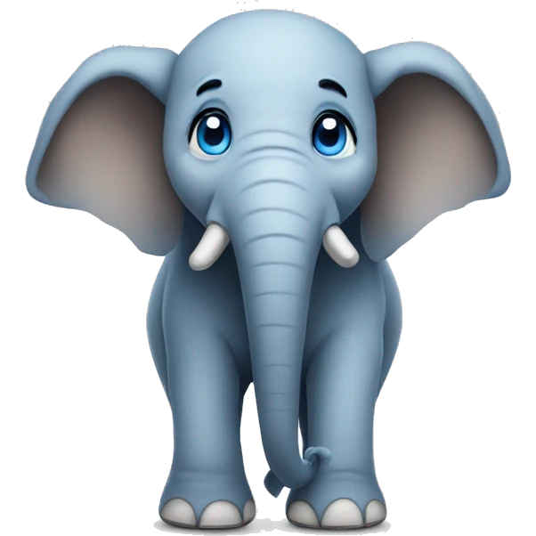 blue eyed stuffed elephant with a wonky face emoji