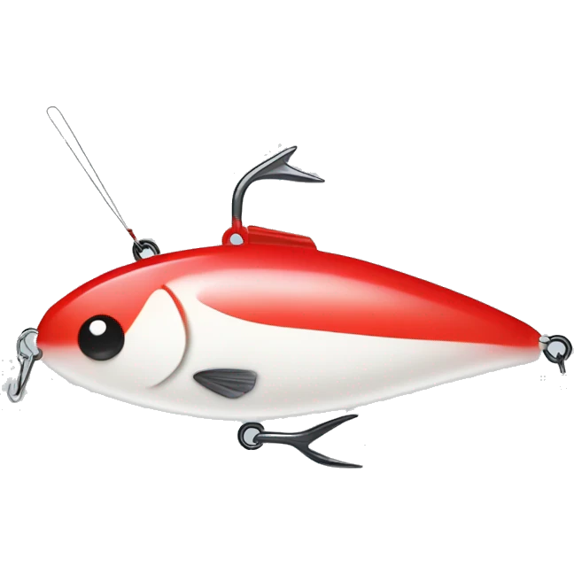 Red and white fishing lure emoji