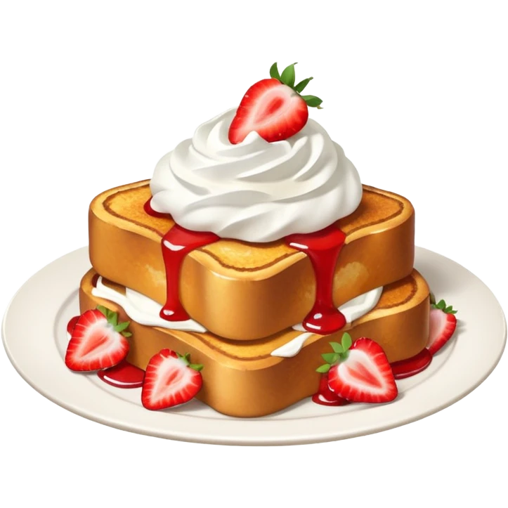 French toast with strawberry on top and whipped cream emoji