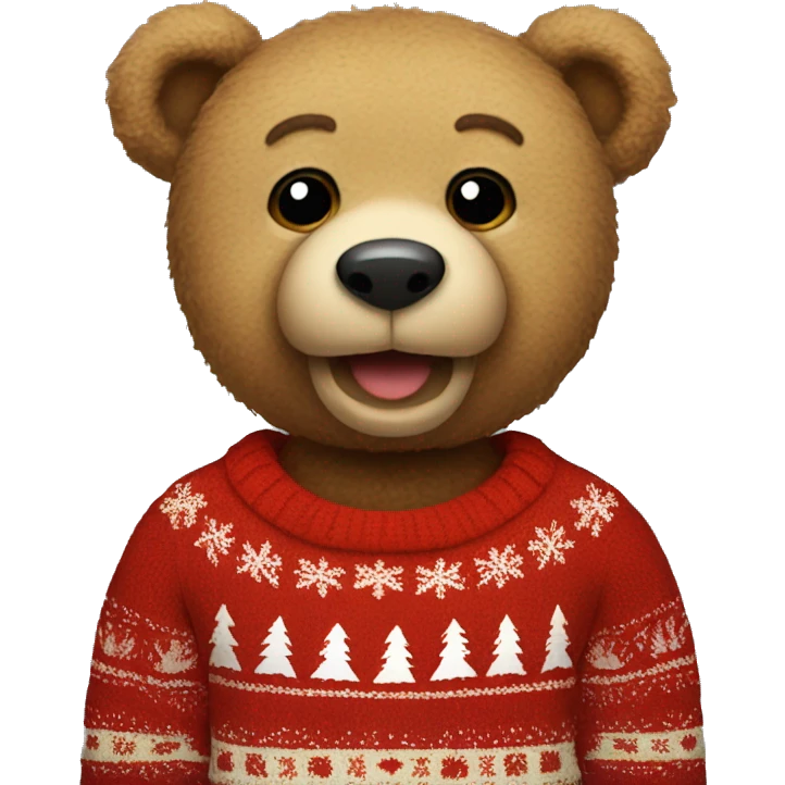 teddy bear with a christmas sweater emoji