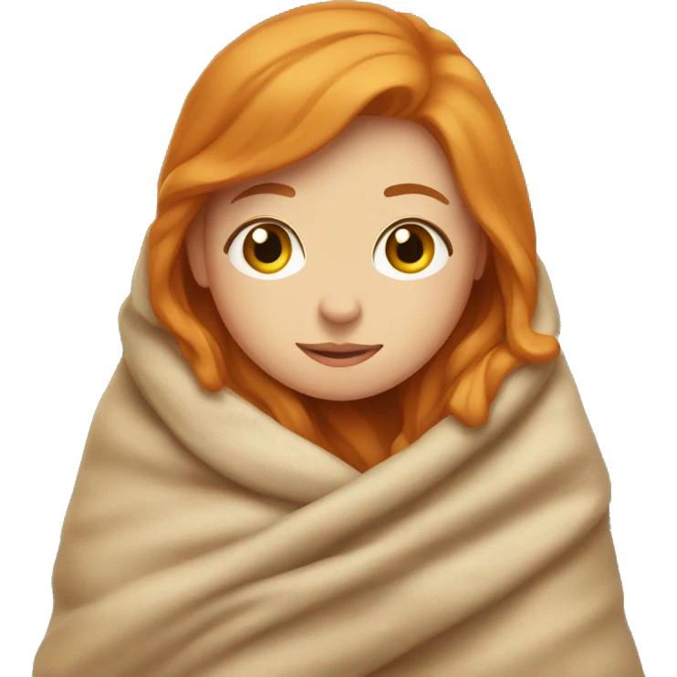 Cozy ginger girl in blanket emoji