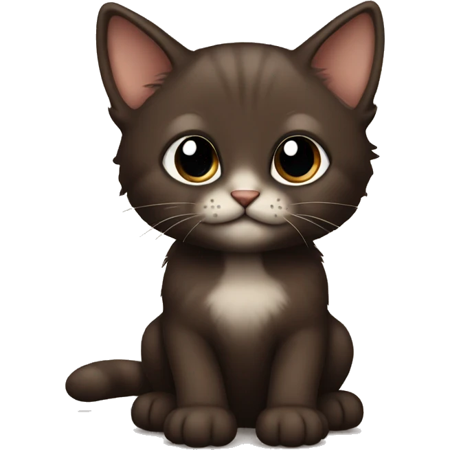 dark brown kitten cute emoji