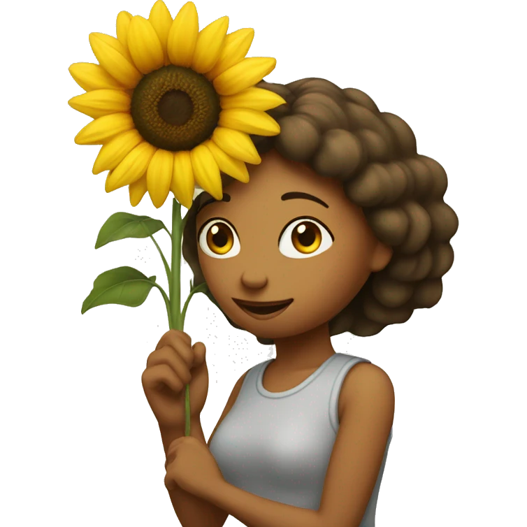 A lady giving a sunflower emoji