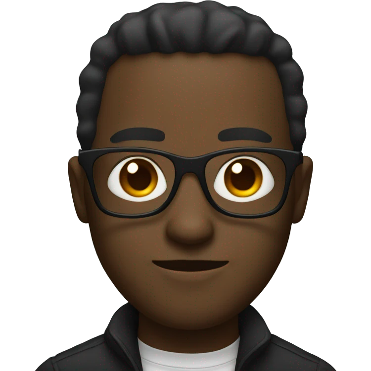 black man with black square glasses emoji