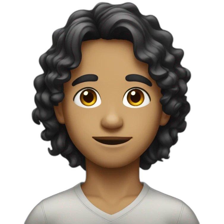 boy with black tied long wavy hair emoji