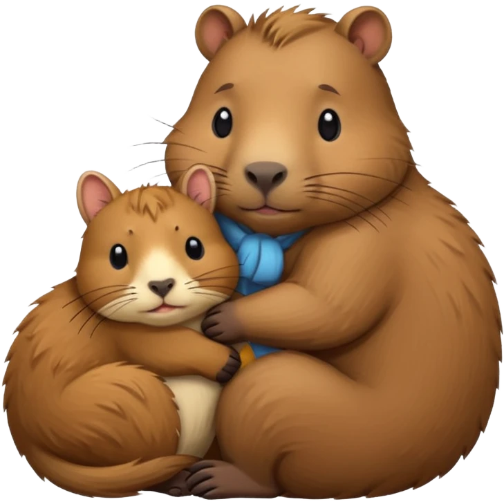 capybara and a cat cudding with each other emoji