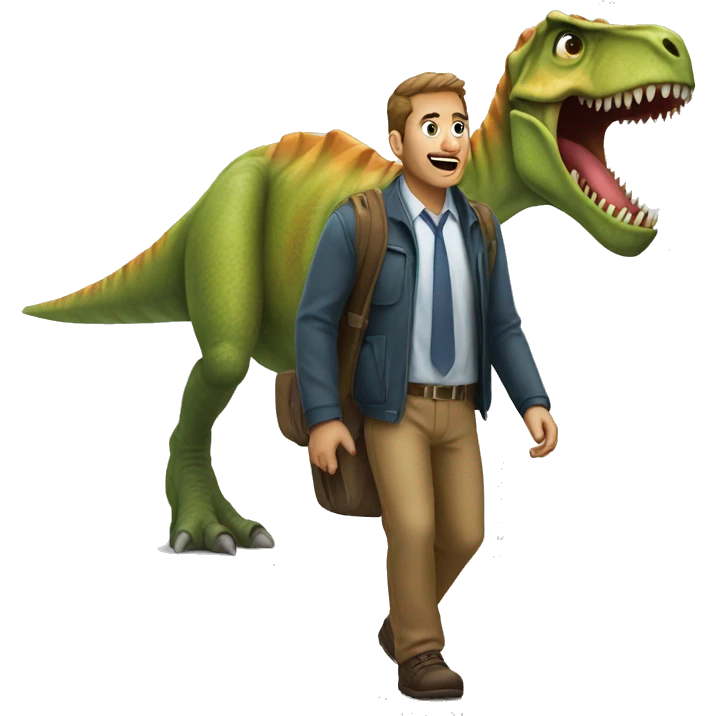 man entering a dinosaur emoji
