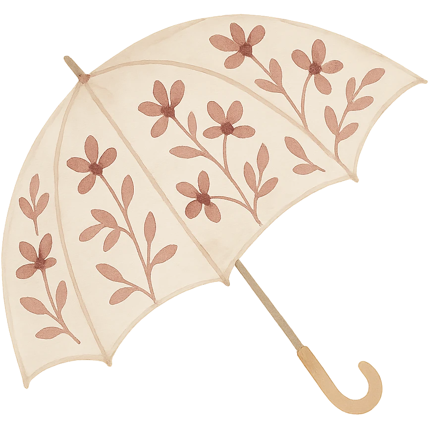an umbrella with a floral pattern in burgundy color emoji