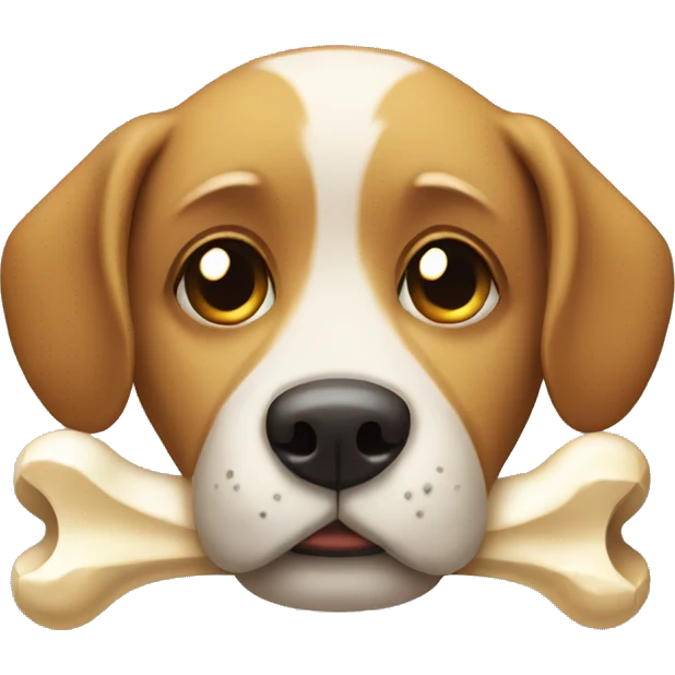 sad dog with a bone in mouth emoji