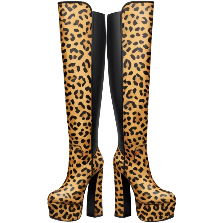 Leopard print, platform, knee high boots emoji