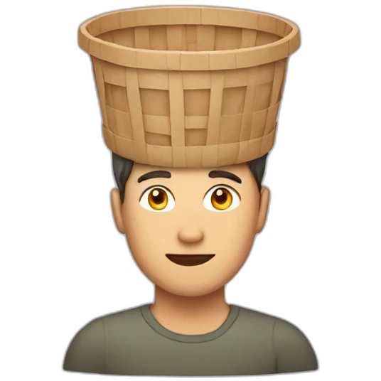 Guy with a paper basket on his head emoji