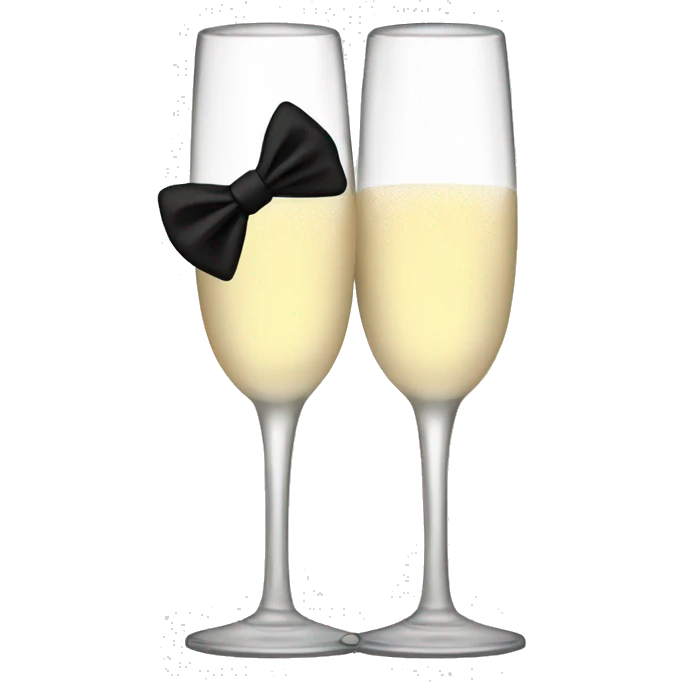 A champagne glass with a black bow on stem emoji