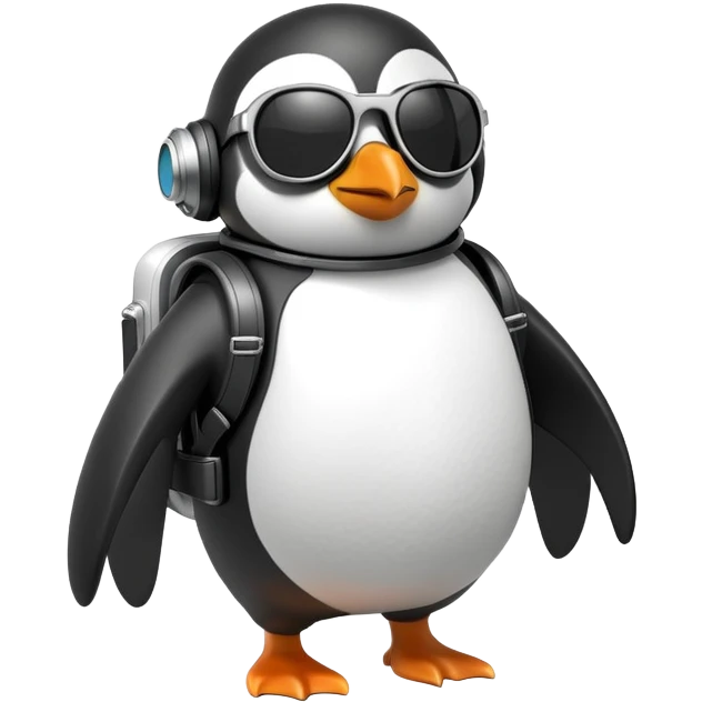 penguin with a jetpack and sunglasses emoji