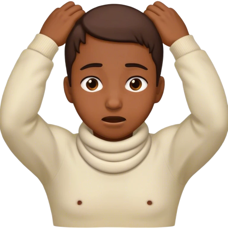A person with their hands around their neck in a strangling motion emoji