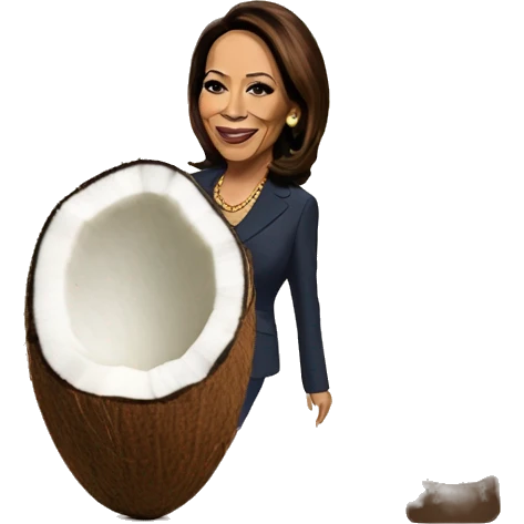 Kamala Harris next to a coconut tree emoji