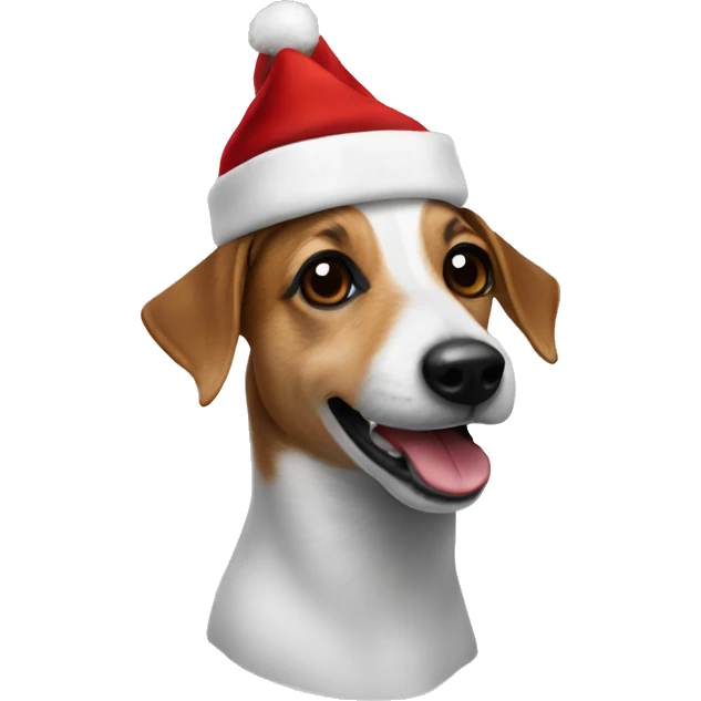 Jack russel with santa beanie  emoji