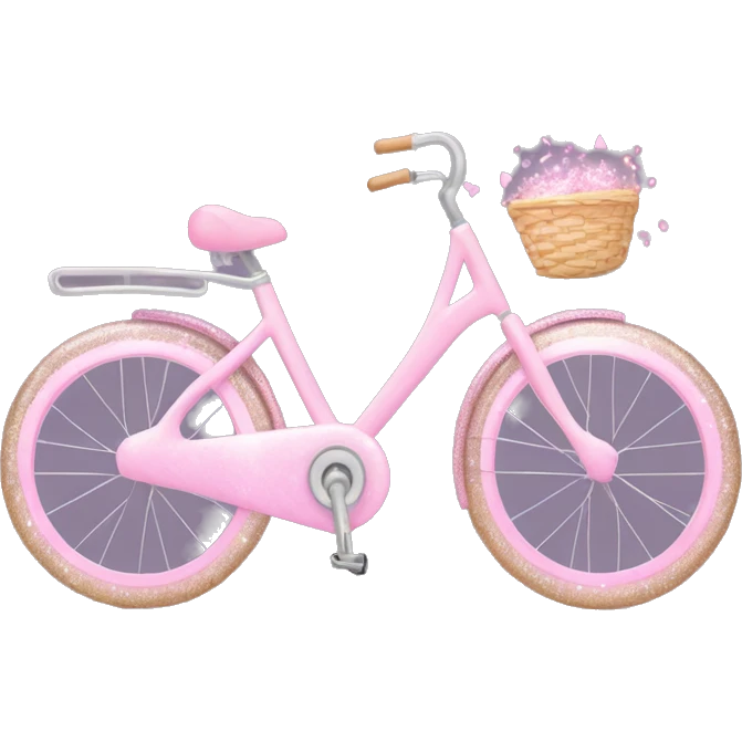 Pastel Pink Bicycle "A pastel pink bicycle with glowing wheels, a sparkly heart-shaped basket, and a trail of glitter following behind." emoji