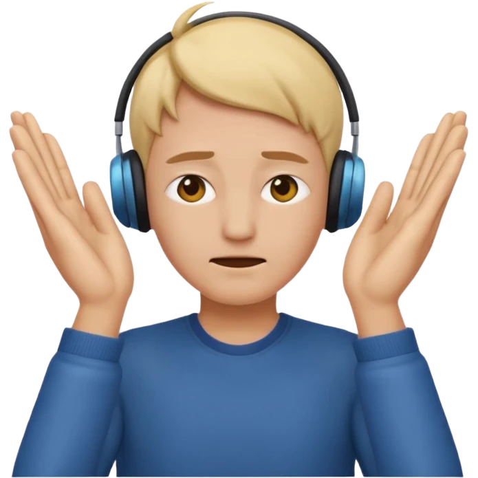 sigma emoji face covering ears with both hands, unbothered, no text emoji