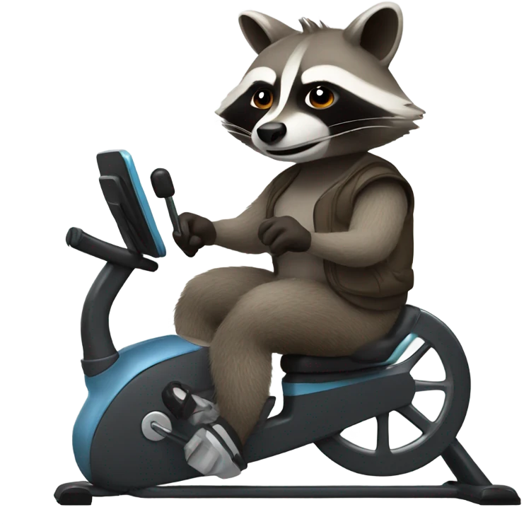 Raccoon riding a recumbent bike emoji