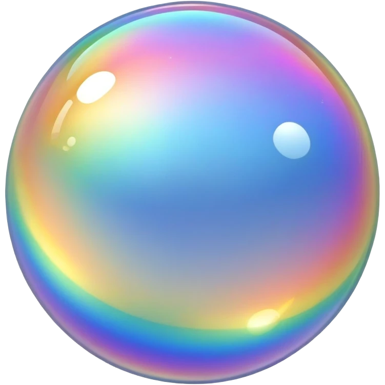Iridescent bubble with rainbow reflections and shiny surface emoji