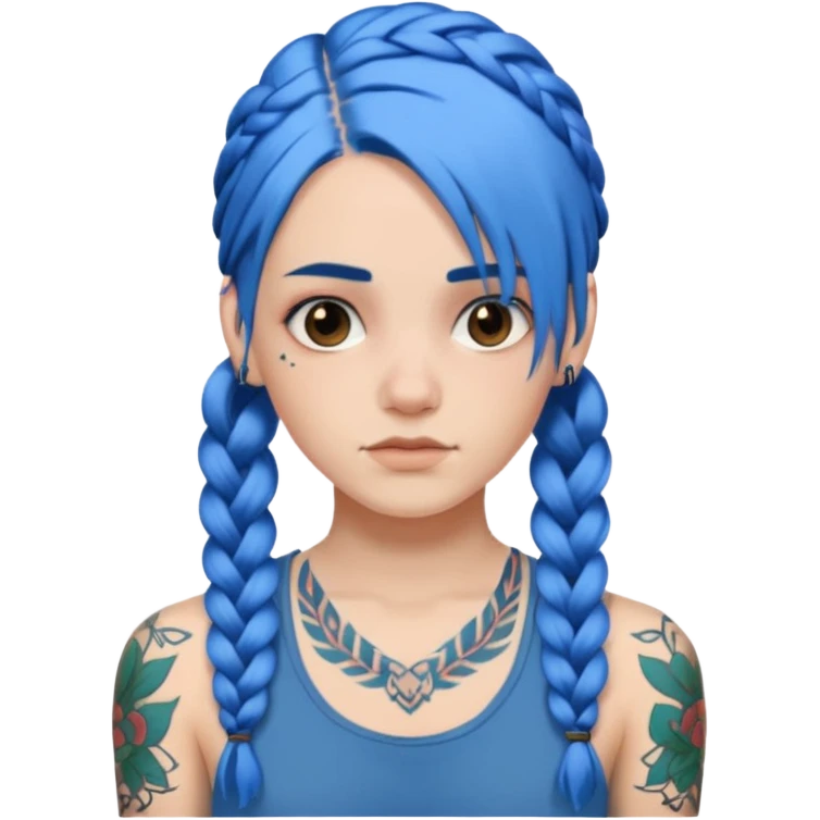 blue hair with braids and tattoos emoji