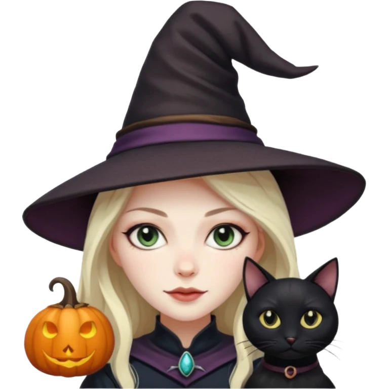 Witch with cat companion emoji
