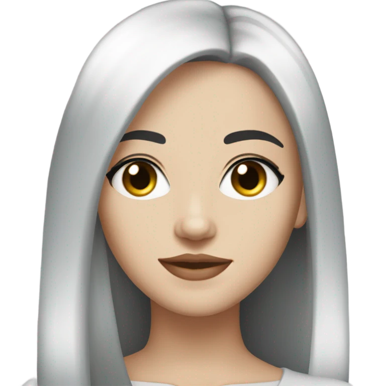 pretty young woman with white skin, black straight hair, black eyes  emoji