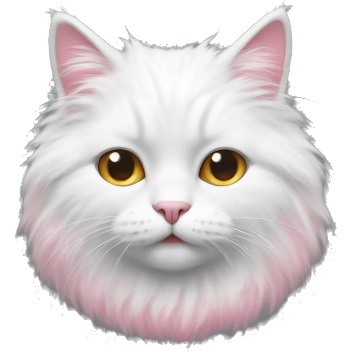 White fluffy cat with pink tipped fur  emoji