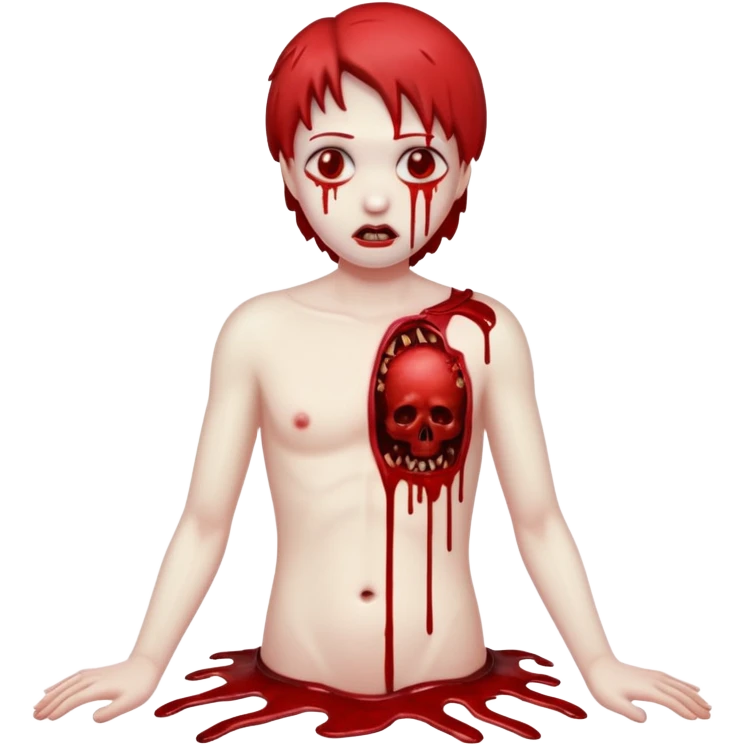 a body with a severed head covered in blood emoji