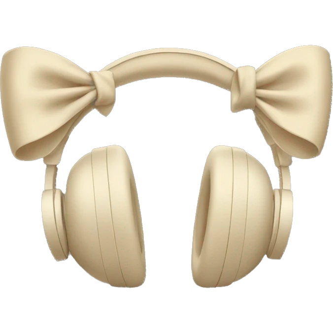 beige apple headphones with beige bows emoji