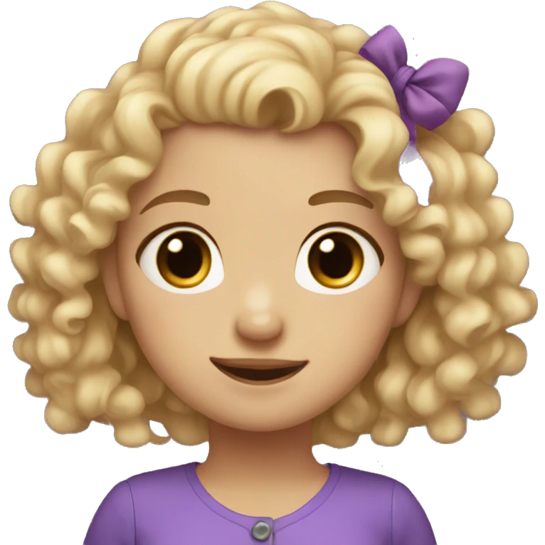 cute girl with blonde curly hair and purple bow emoji