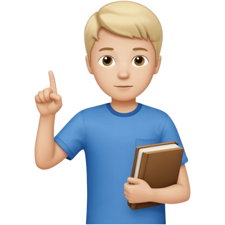 պետք է լինի կանգնած տղա որի ձախ ձեռքում լինի գիրք իսկ աջով ցույց տա մի բան  emoji