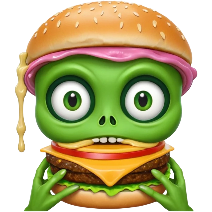 Alien eating burger emoji