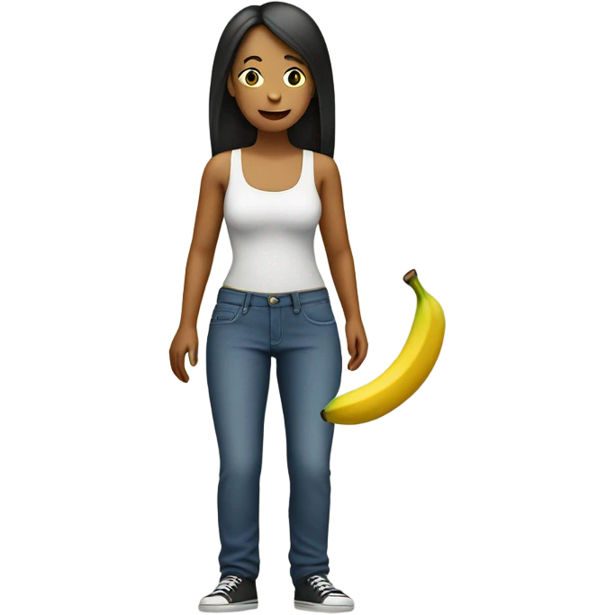Woman wearing a banana in her pants emoji