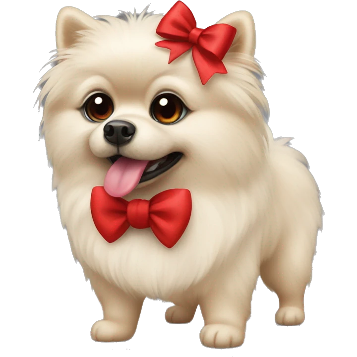 Black Pomeranian dog with red bows emoji
