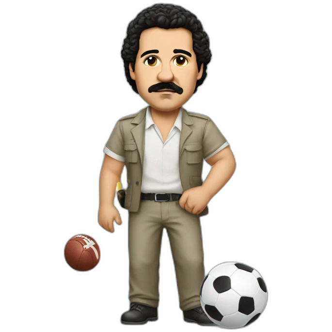 Pablo Escobar playing football emoji