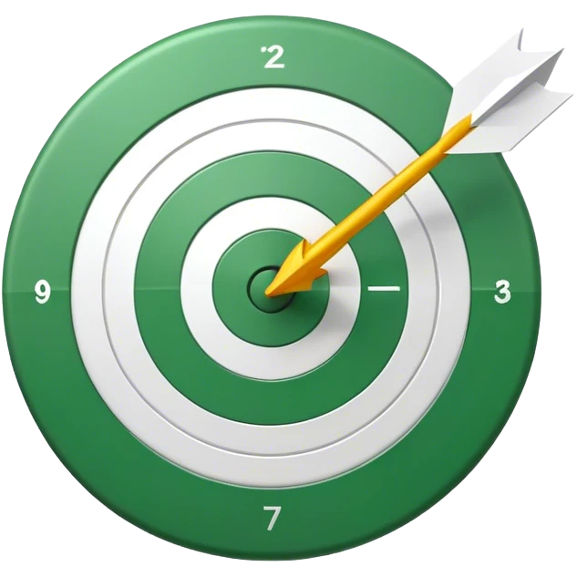Cinematic Realistic green tilted target with a white arrow in the center  emoji