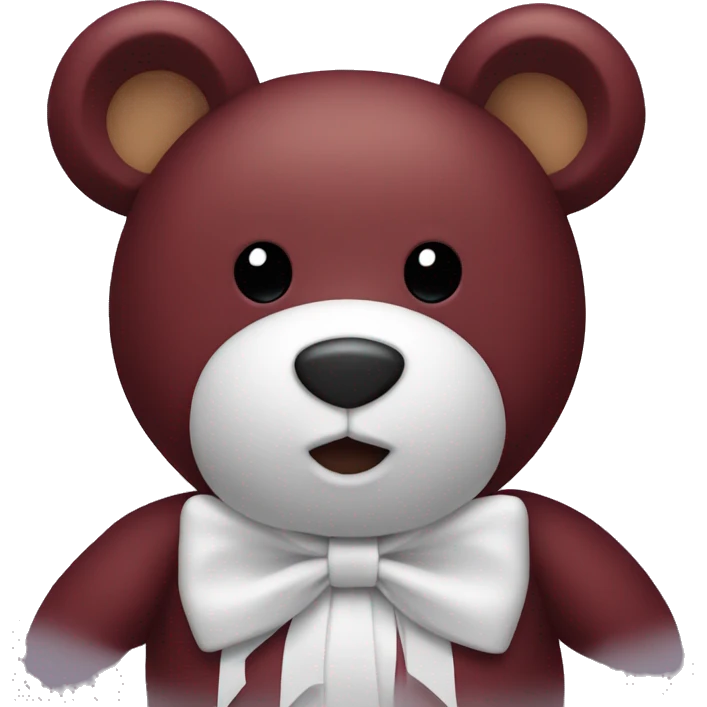 a burgundy teddy bear with a white bow emoji