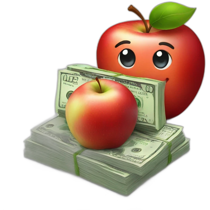 smiling red apple with a lot of money emoji