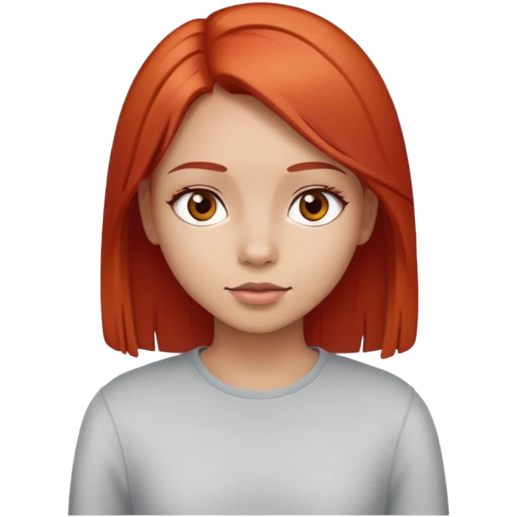 red straight hair girl with brown eyes and light skin emoji