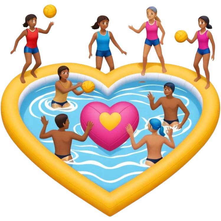 Natación  y voley en un corazón de color  emoji